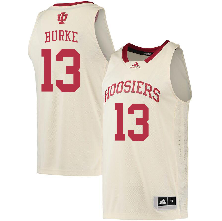 Men #13 Shaan Burke Indiana Hoosiers College Basketball Jerseys Stitched Sale-Cream